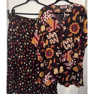 Vtg 90s Rosey Tomato Plus Sz 2x  Leopard Print Skirt Set NWT